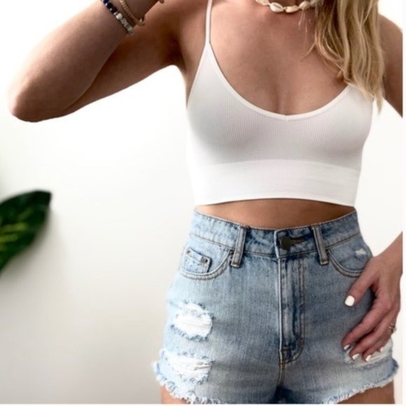 Bralette Open Back Tank Top Seamless Wireless Bra - Picture 1 of 9